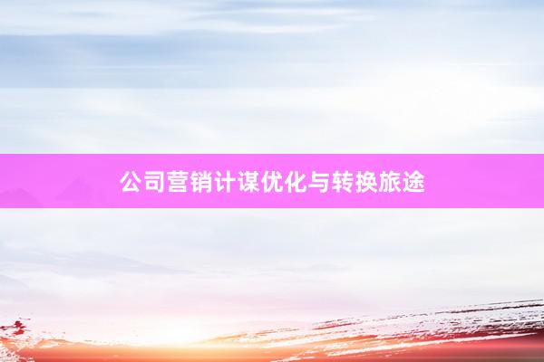 公司营销计谋优化与转换旅途